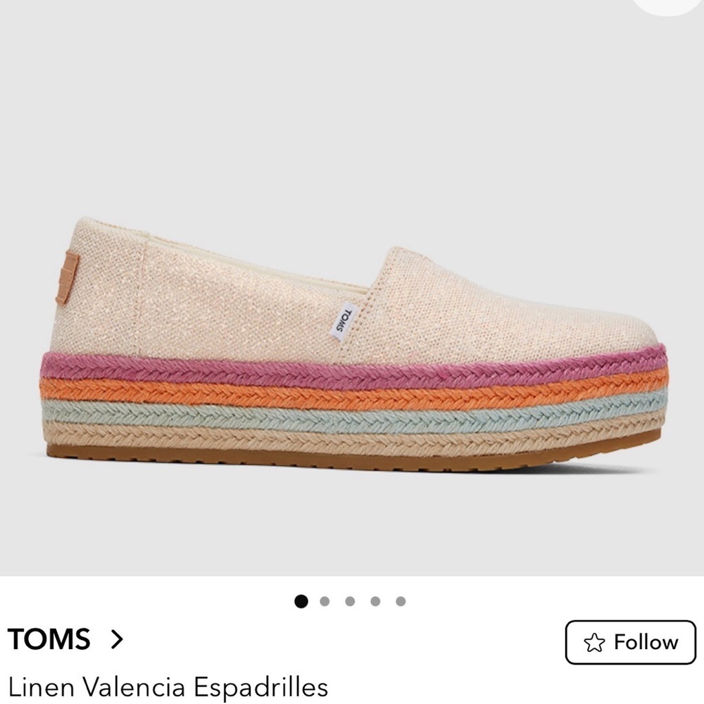 NWT TOMS 8.5 sz Cream Espadrilles with Multicolor Platform